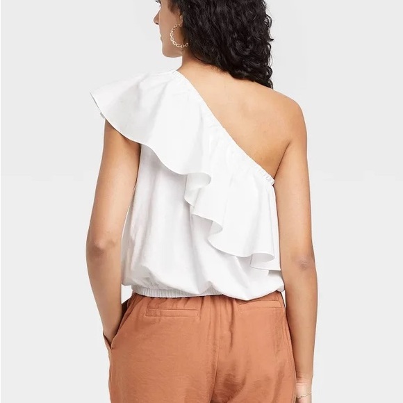 a new day one-shoulder ruffle top, size small - Picture 2 of 4